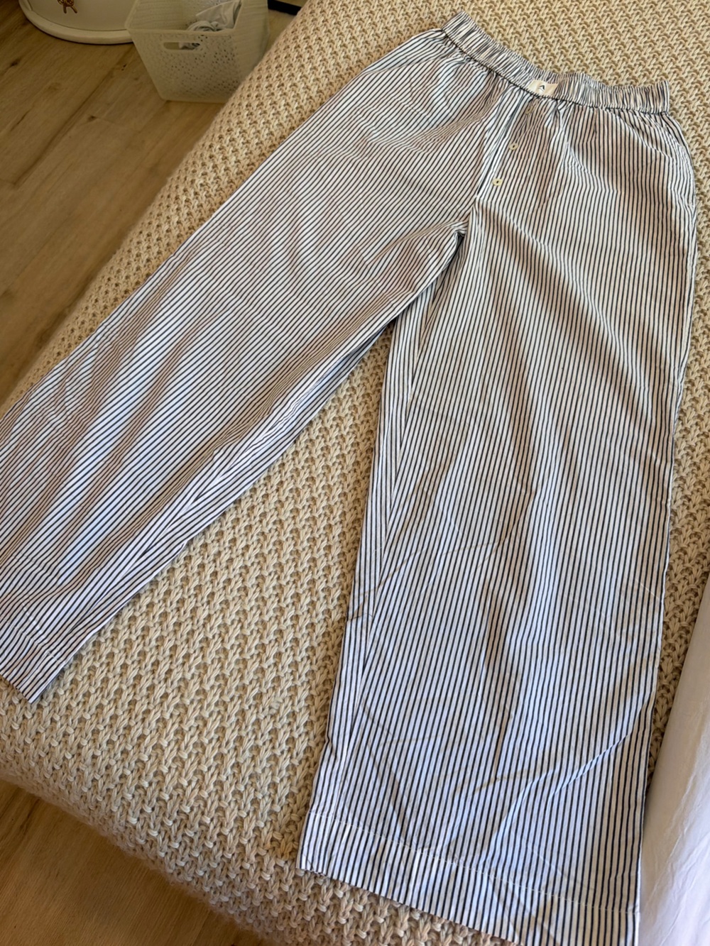 Anthropologie Blue and White Pinstripe Lounge Pants